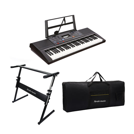 Teclado Musical 61 Teclas Ibrah Piano + Funda + Atril