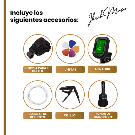 Guitarra Acústica Clásica Ibrah 39 Pulgadas Colores + Funda Negra