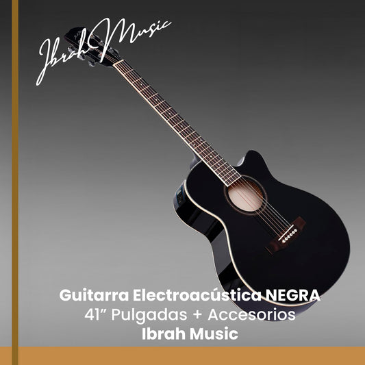 Guitarra Electroacustica Ibrah Music 41 Pulgadas Funda + Acc Negra