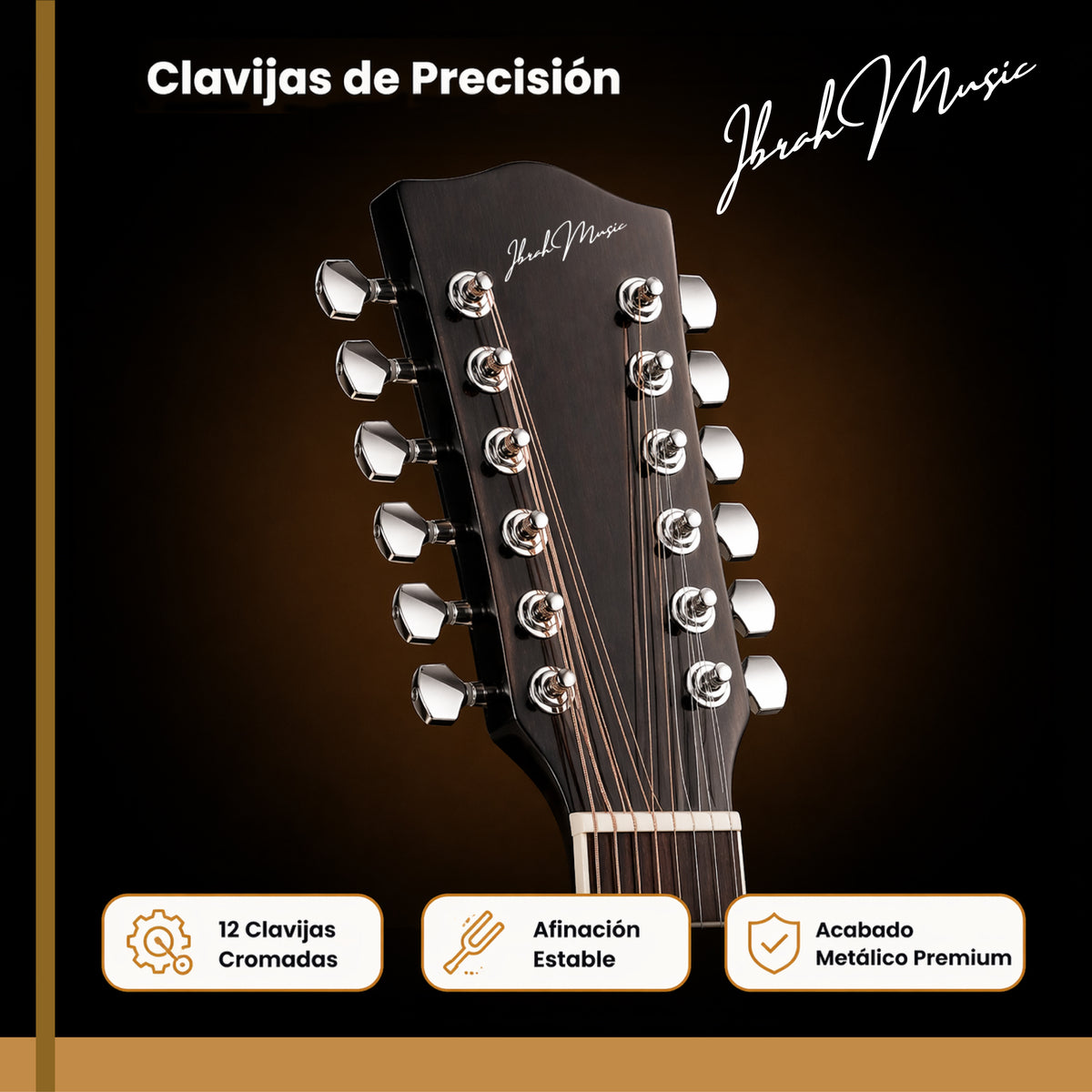 Guitarra Electroacustica De 12 Cuerdas Ibrah Music 41" Color Negra Con Funda De Transporte Y Pack Accesesorios - Default Title