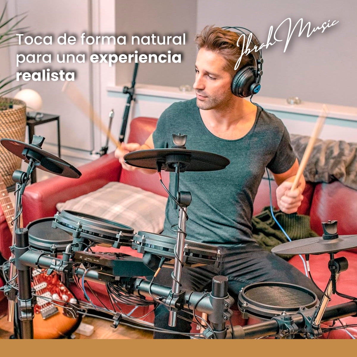 Bateria Electrica Profesional MIDI Ibrah Music 14 Piezas