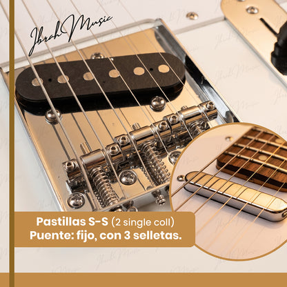 Guitarra Eléctrica Ibrah TC Style Blanca + Amplificador KA20W + Accesorios