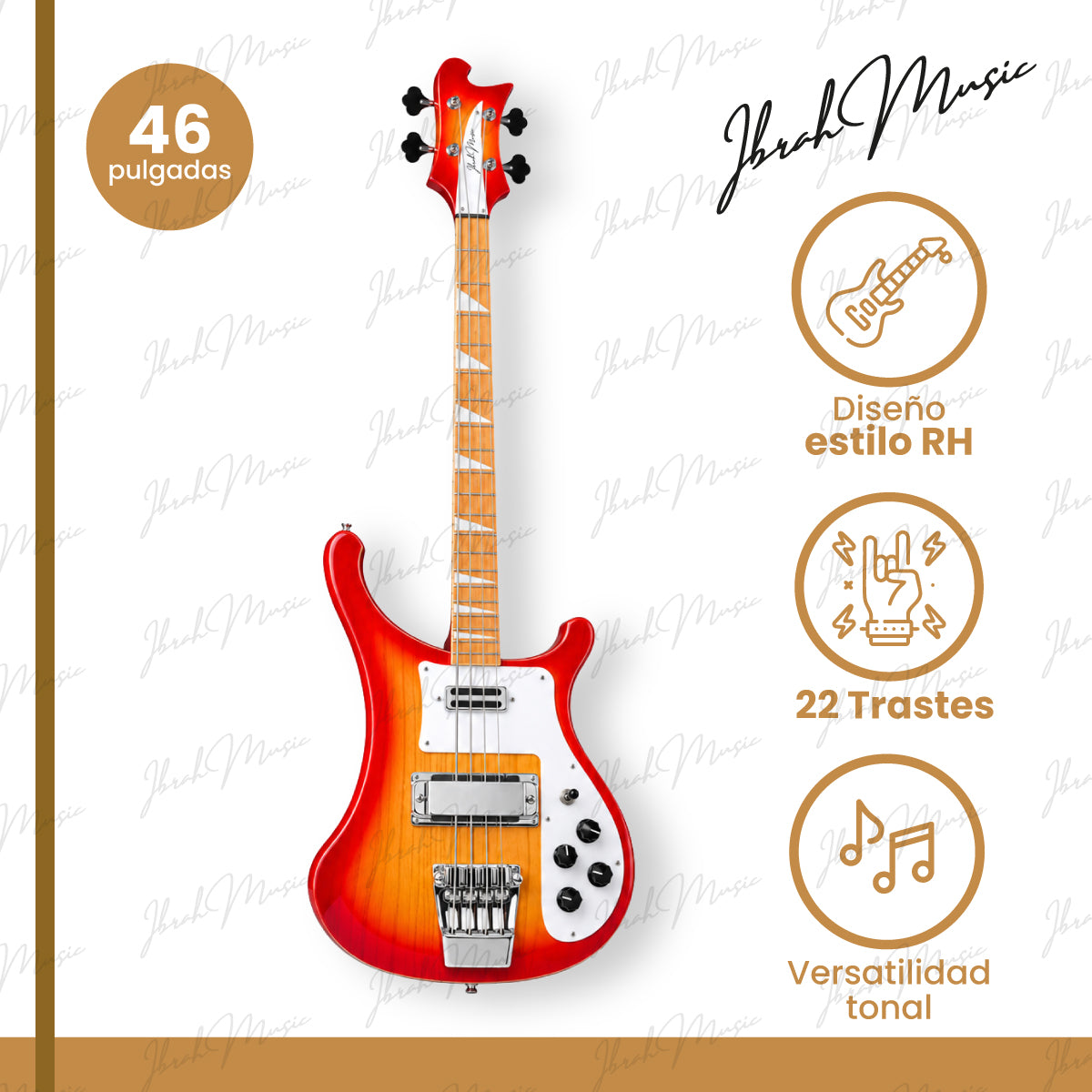Bajo Eléctrico Ibrah RH 4 Cuerdas Sunburst + Amplificador PRA20W + Accesorios