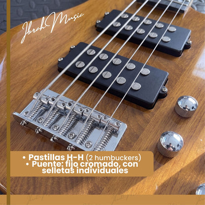 Bajo Eléctrico Ibrah HB 5 Cuerdas Madera + Amplificador PRA20W + Accesorios