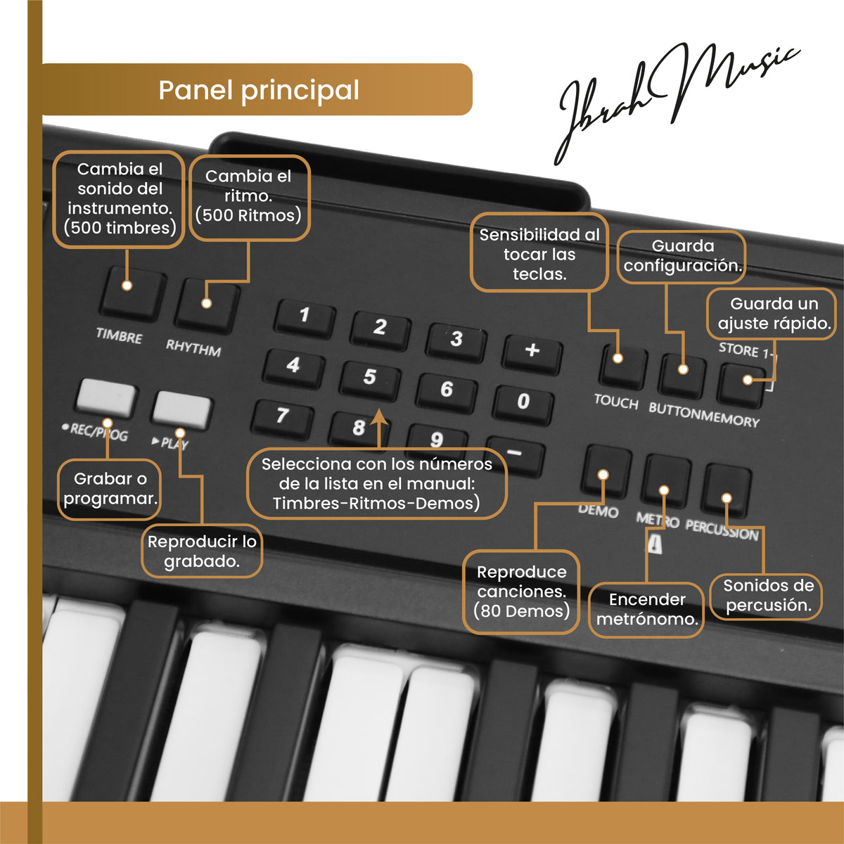 Teclado Musical 61 Teclas Ibrah Music Piano Con Midi Sustain