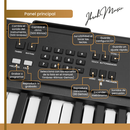 Teclado Musical 61 Teclas Ibrah Music Piano Con Midi Sustain
