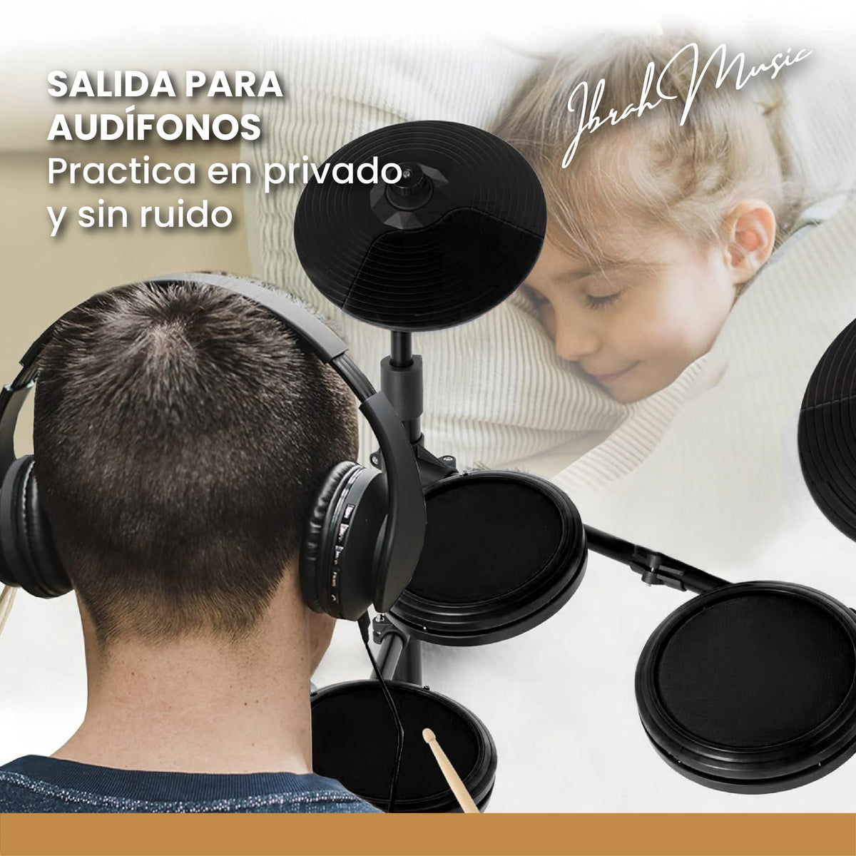 Bateria Electrica Profesional MIDI Ibrah Music 14 Piezas