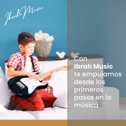 Guitarra Eléctrica Niño 30 pulgadas Negro Blanco + accesorios