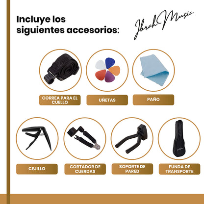 Ukelele Soprano Concierto 21 Pulgadas Ibrah + Accesorios