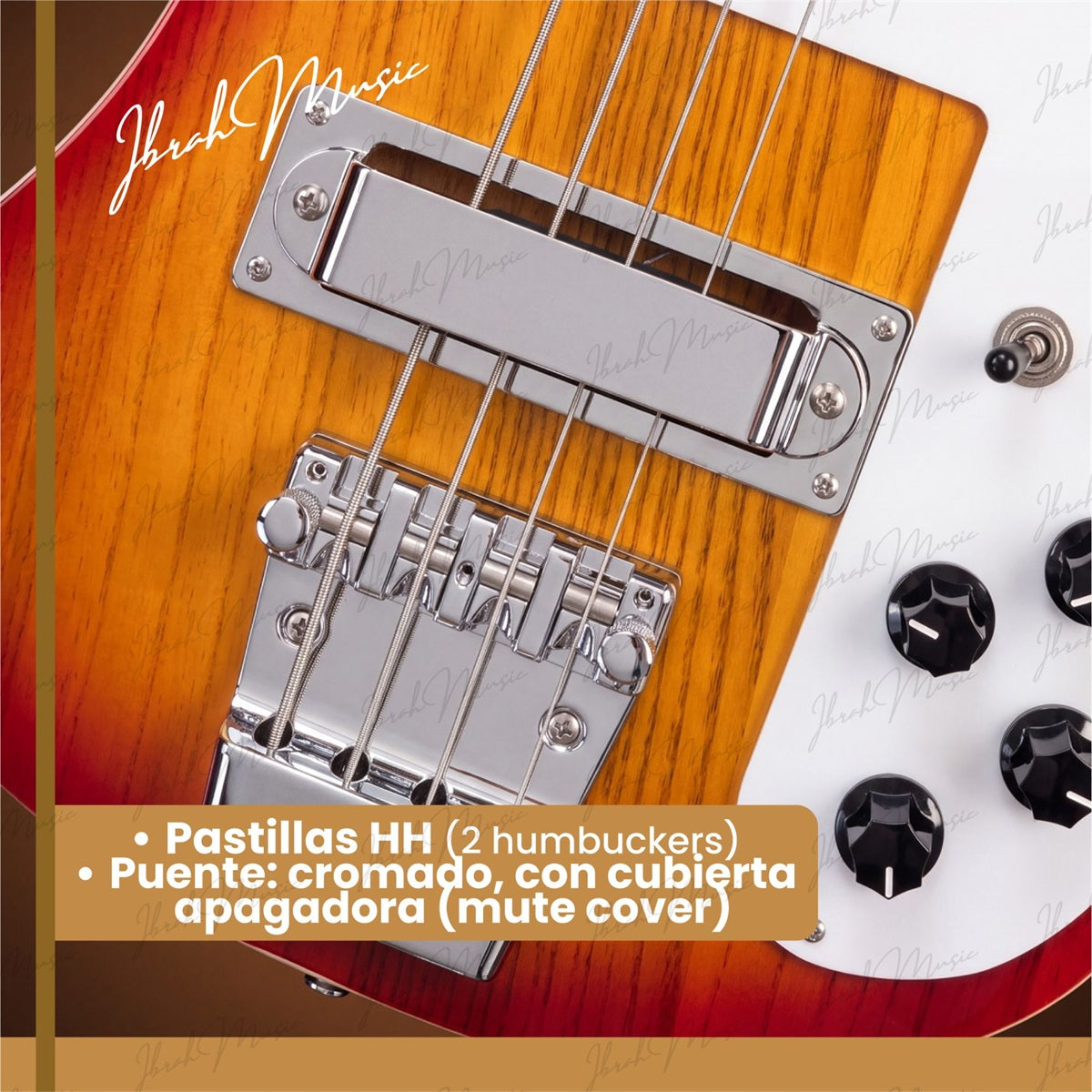 Bajo Eléctrico Ibrah RH 4 Cuerdas Sunburst + Amplificador PRA20W + Accesorios