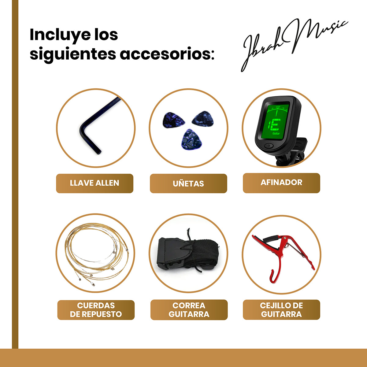 Guitarra Electroacústica 41" Café con EQ + Accesorios