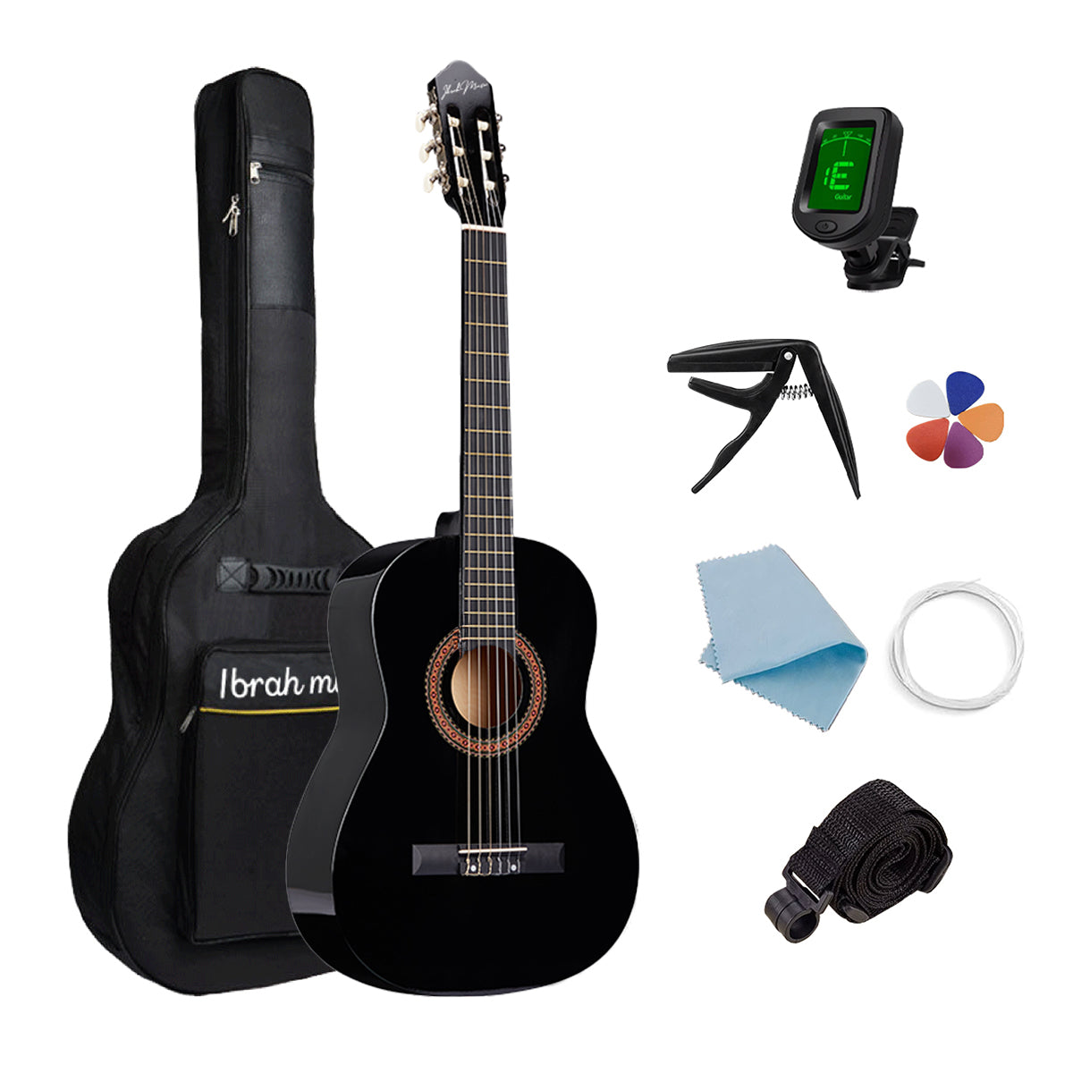 Guitarra Clásica 39” + Accesorios Negra