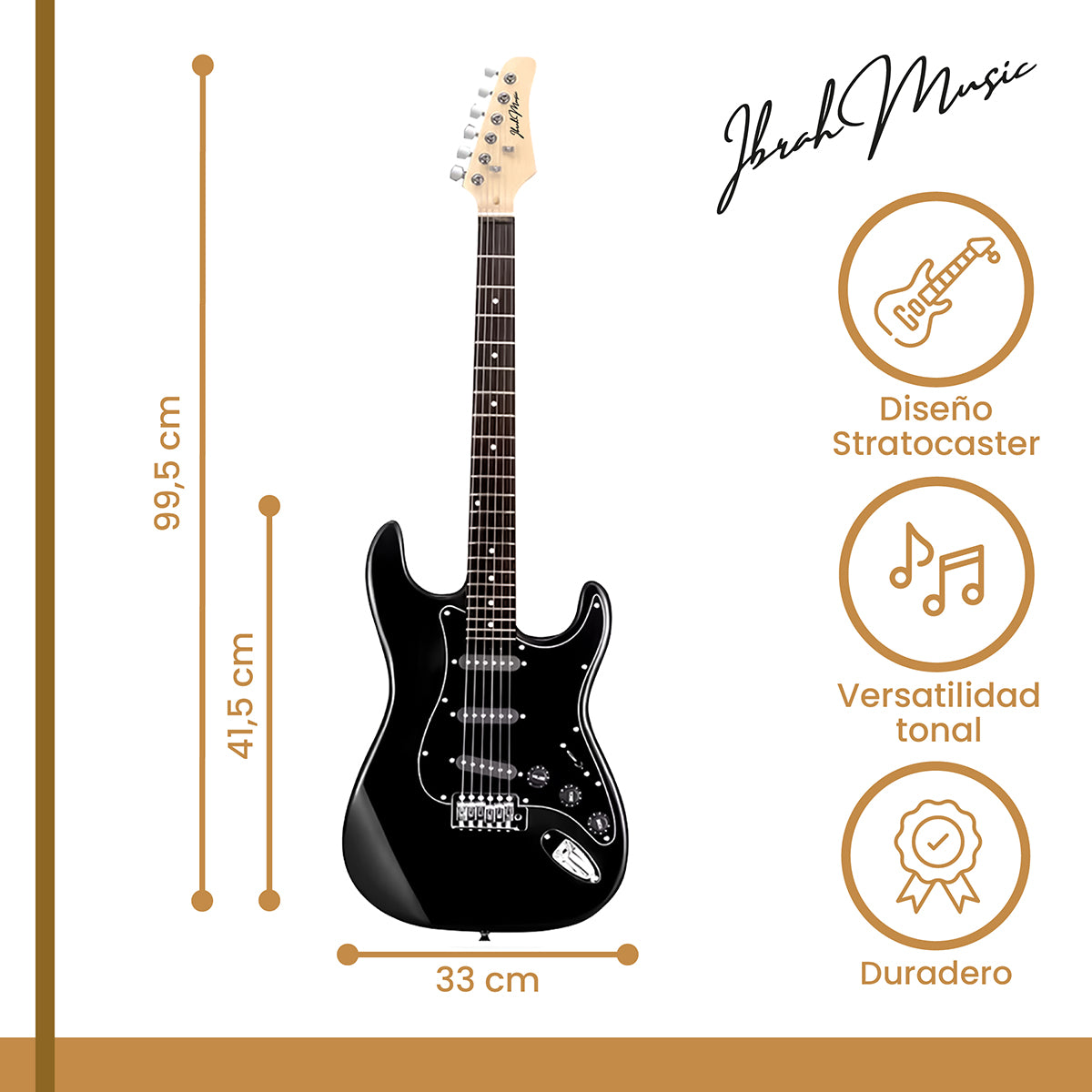 Guitarra Eléctrica Stratocaster + Amplificador Pack Negro