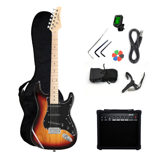 Guitarra Eléctrica Stratocaster + Amplificador Pack Café