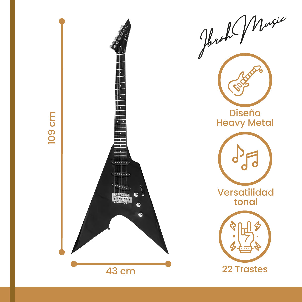Guitarra Eléctrica Flying V 39” + Amplificador 20W Pack