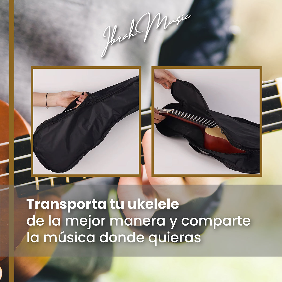 Ukelele Soprano Concierto Ibrah 21 Pulgadas + Accesorios Marron