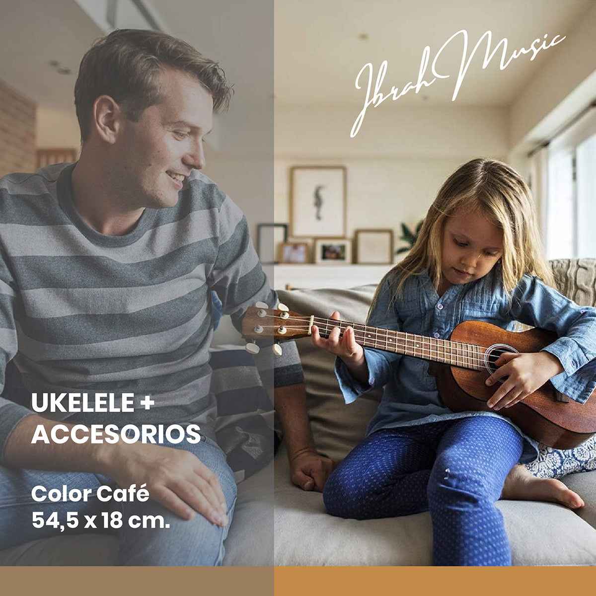 Ukelele Soprano Concierto Ibrah 21 Pulgadas + Accesorios Marron