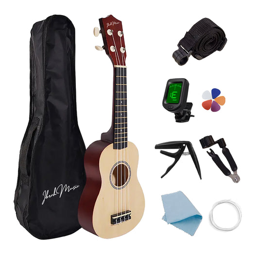 Ukelele Soprano Concierto Ibrah 21 Pulgadas + Accesorios Marron