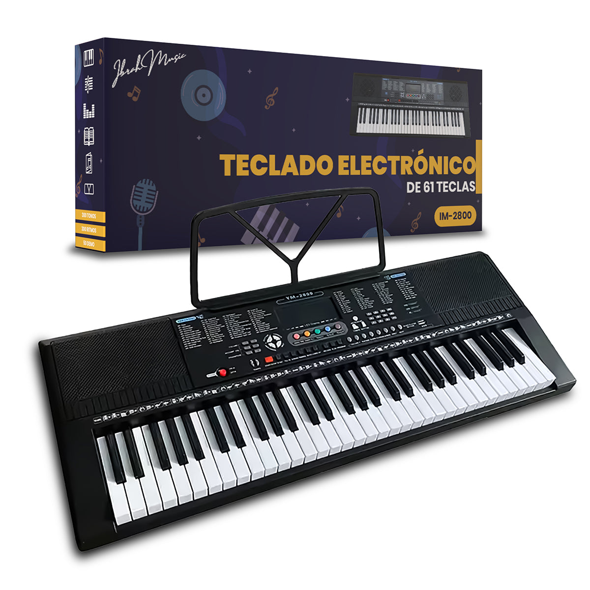 Piano Eléctrico Ibrah IM-2800 61 Teclas Teclado Musical USB