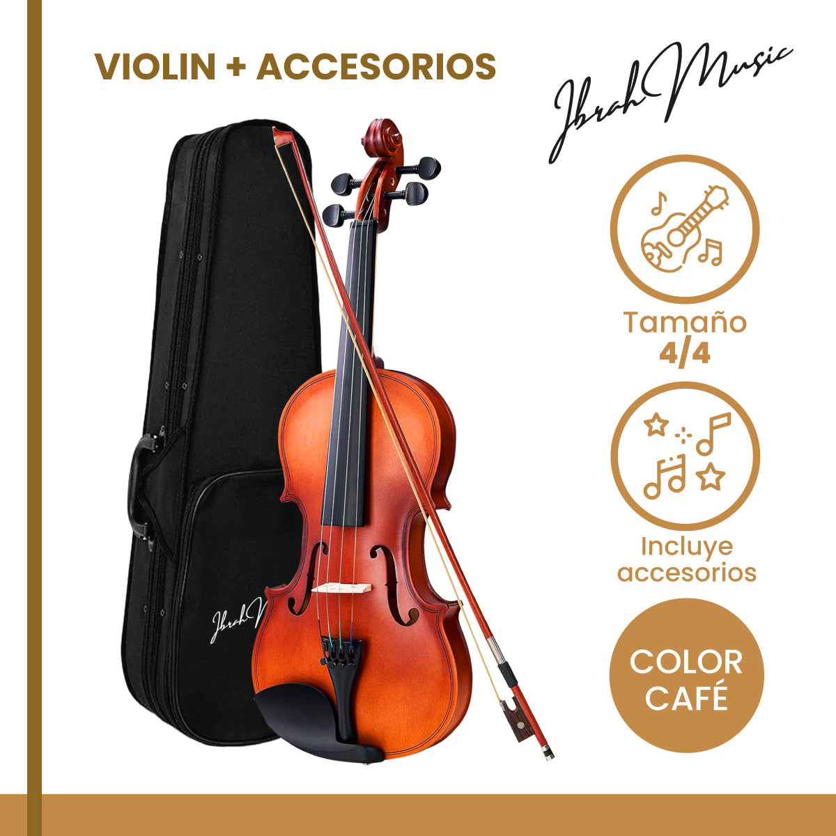 Violín 4/4 con Estuche + Arco y Accesorios