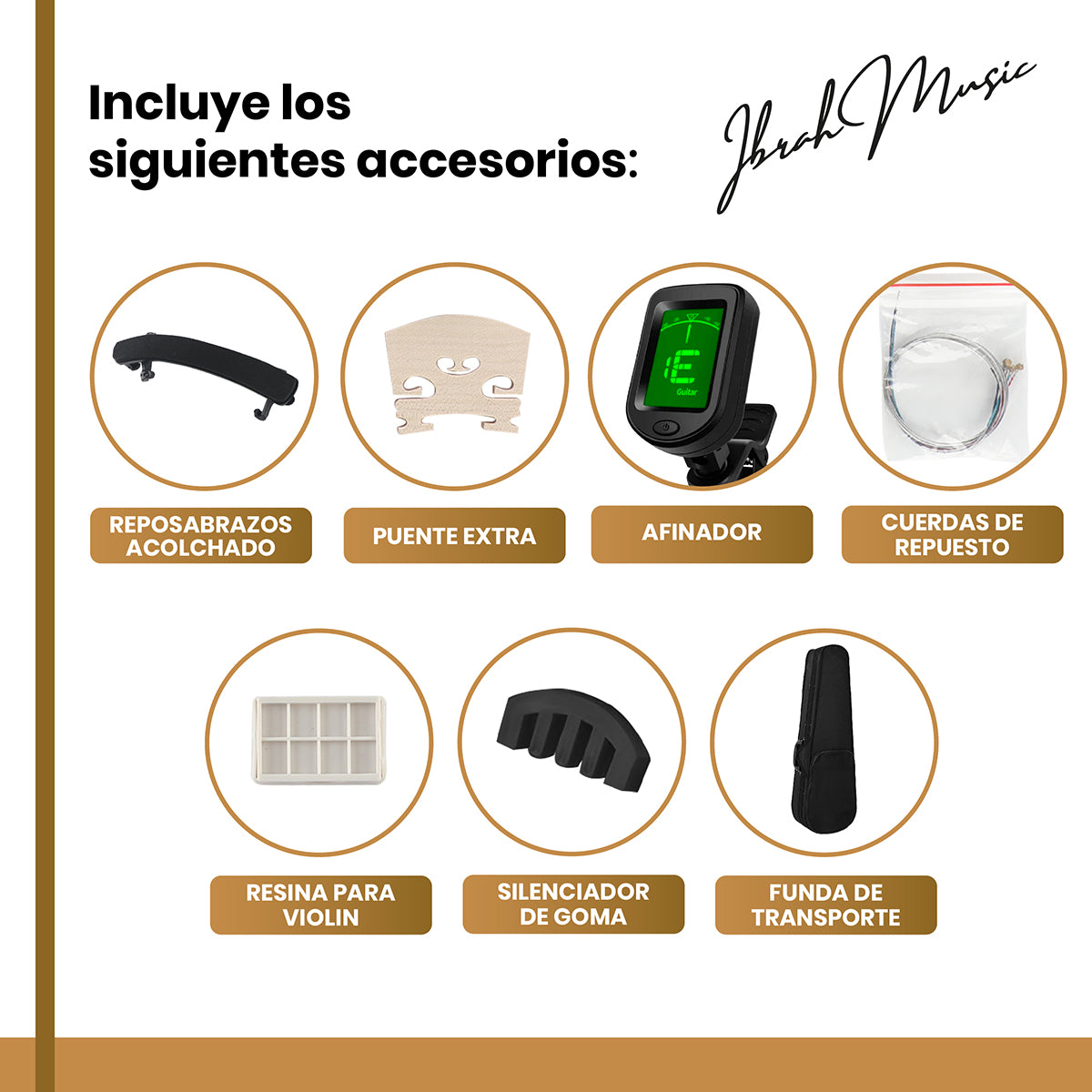 Violín 4/4 con Estuche + Arco y Accesorios