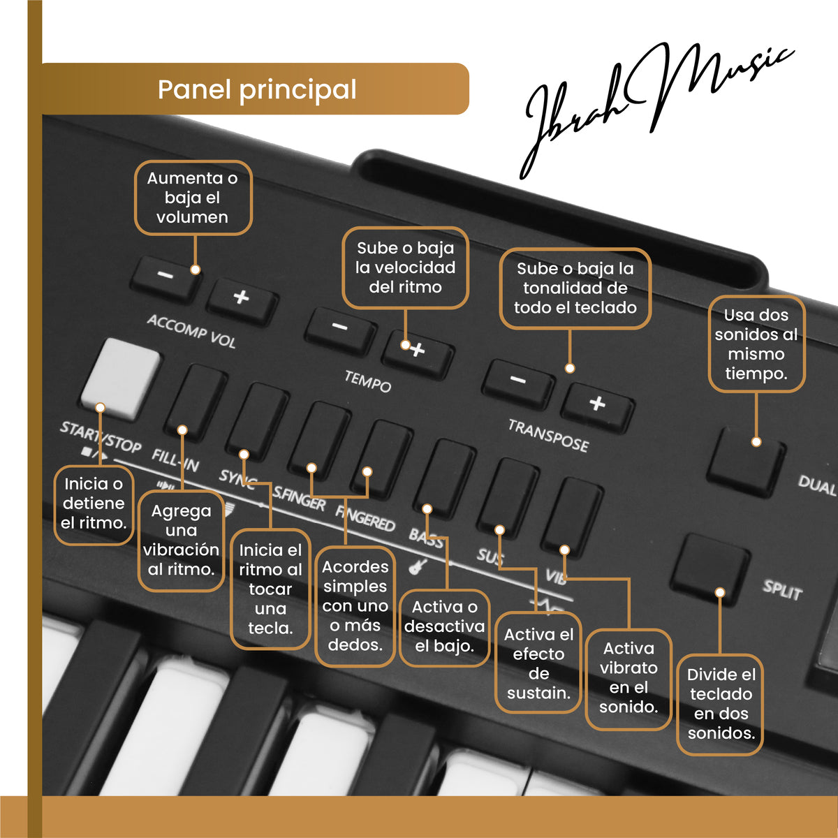 Teclado Musical 61 Teclas Ibrah Music Piano Con Midi Sustain