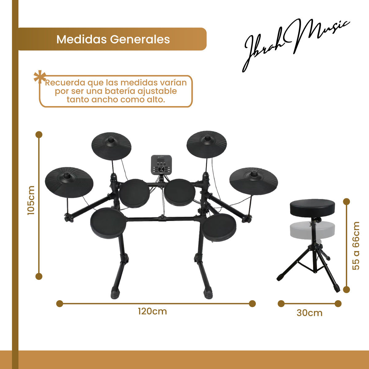 Bateria Electrica Profesional MIDI Ibrah Music 14 Piezas