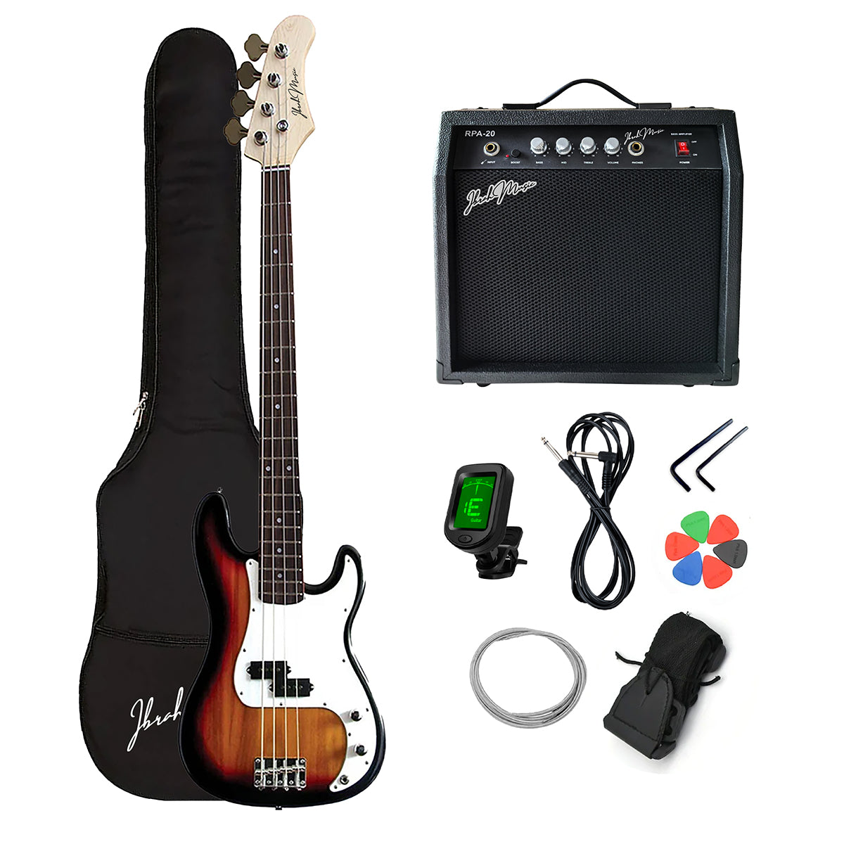 Bajo Eléctrico Ibrah 4 Cuerdas + Amplificador 20W + Acces