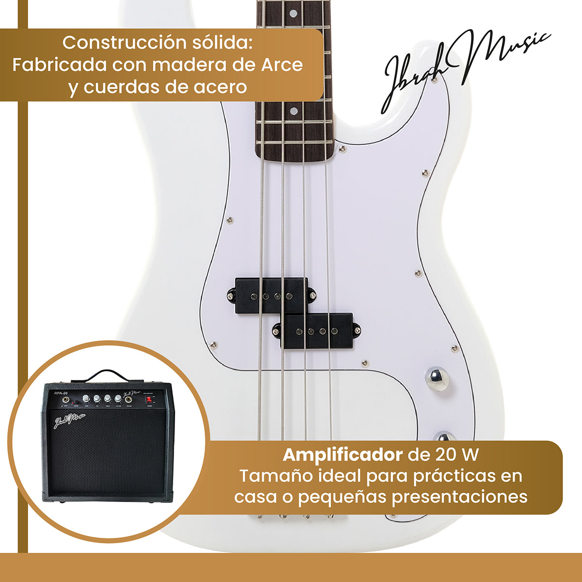 Bajo Eléctrico Ibrah 4 Cuerdas + Amplificador 20W + Acces