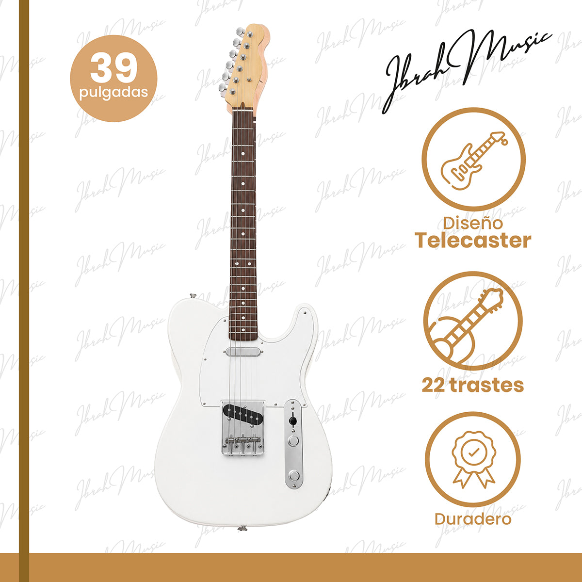 Guitarra Eléctrica Ibrah TC Style Blanca + Amplificador KA20W + Accesorios