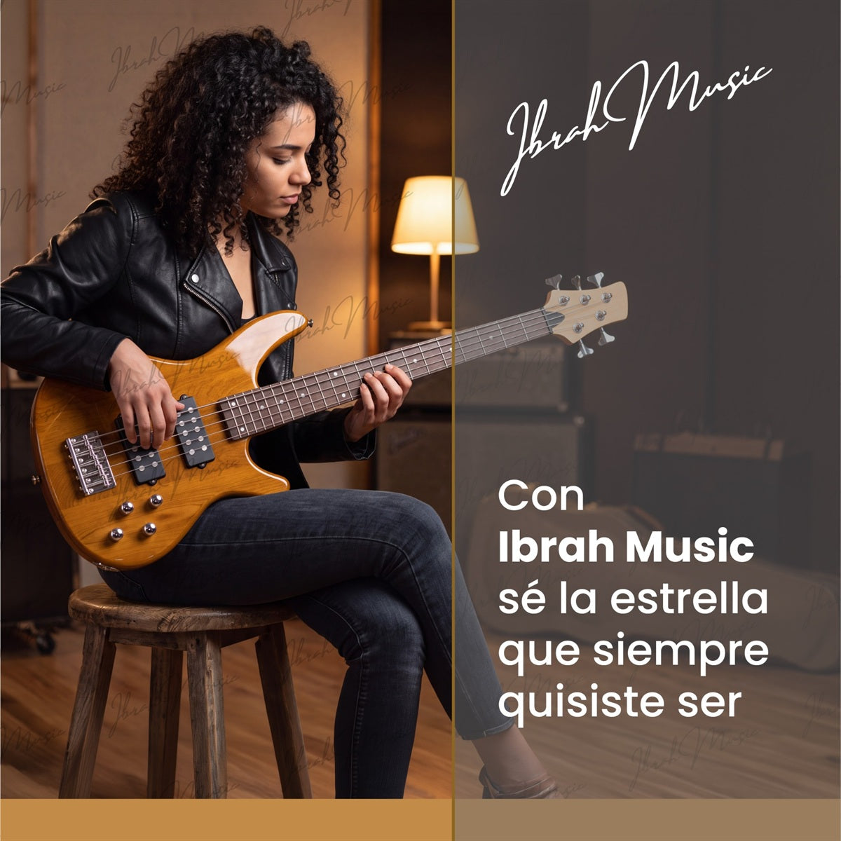 Bajo Eléctrico Ibrah HB 5 Cuerdas Madera + Amplificador PRA20W + Accesorios