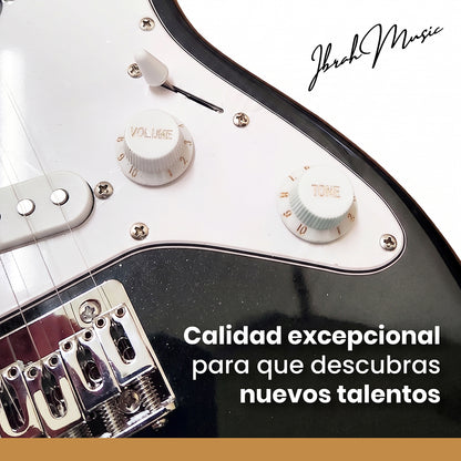 Guitarra Eléctrica Niño 30 pulgadas Negro Blanco + accesorios