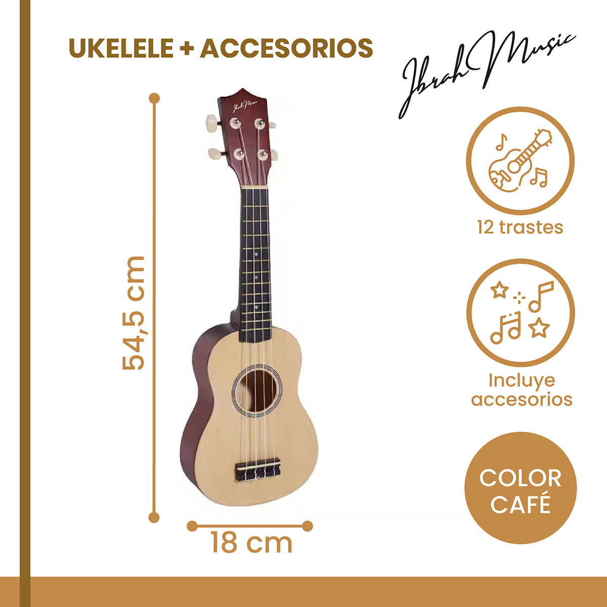 Ukelele Soprano Concierto Ibrah 21 Pulgadas + Accesorios
