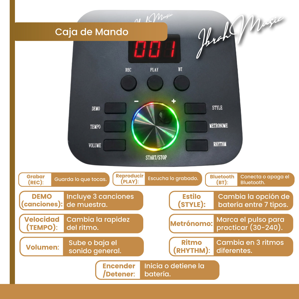 Bateria Electrica Profesional MIDI Ibrah Music 14 Piezas