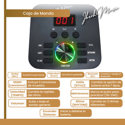 Bateria Electrica Profesional MIDI Ibrah Music 14 Piezas