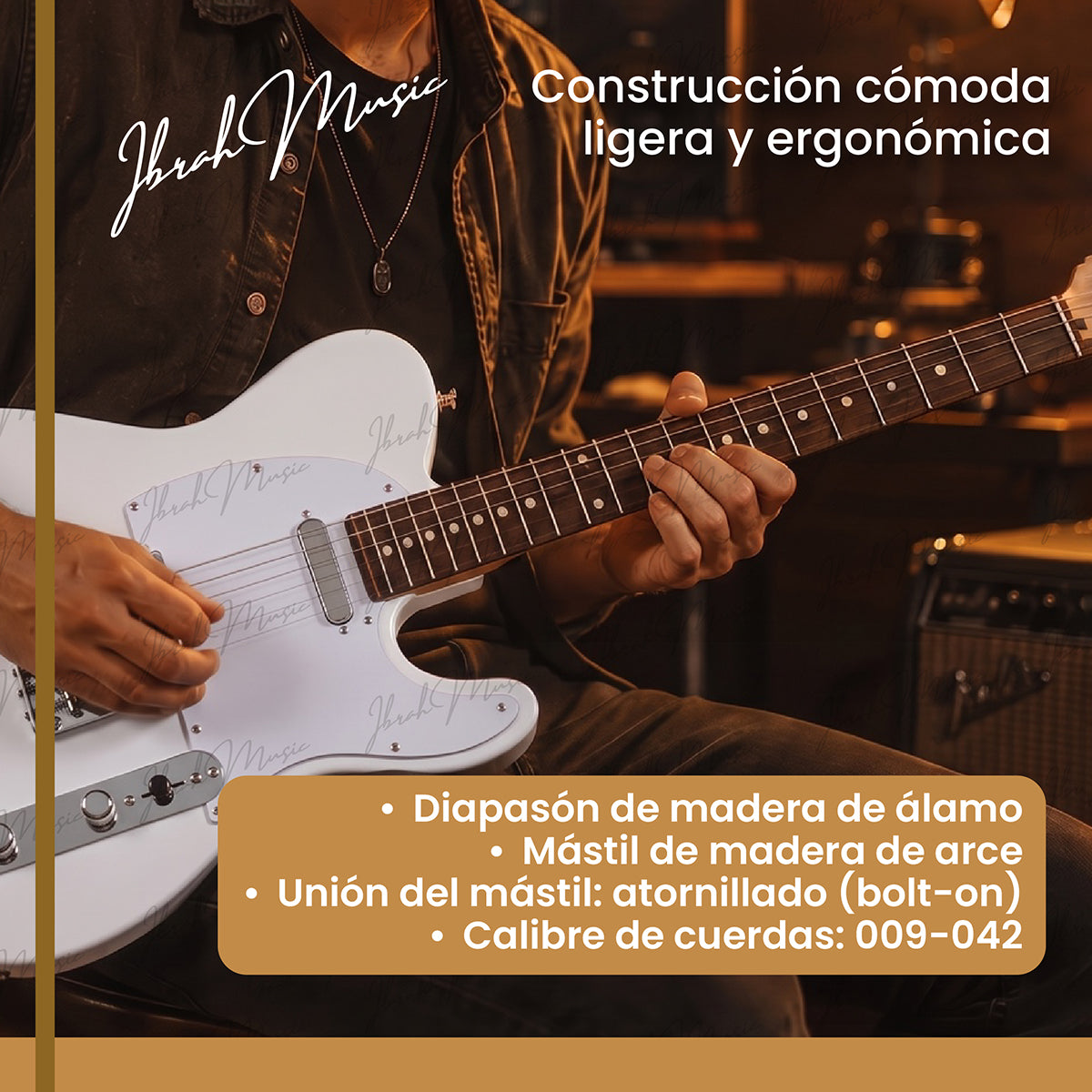 Guitarra Eléctrica Ibrah TC Style Blanca + Amplificador KA20W + Accesorios