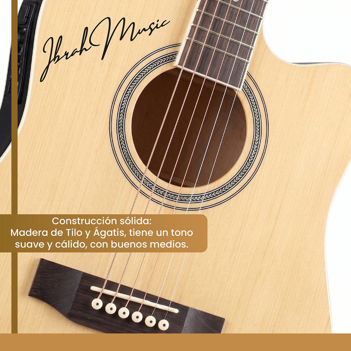 Guitarra Electroacústica 41" Café con EQ + Accesorios
