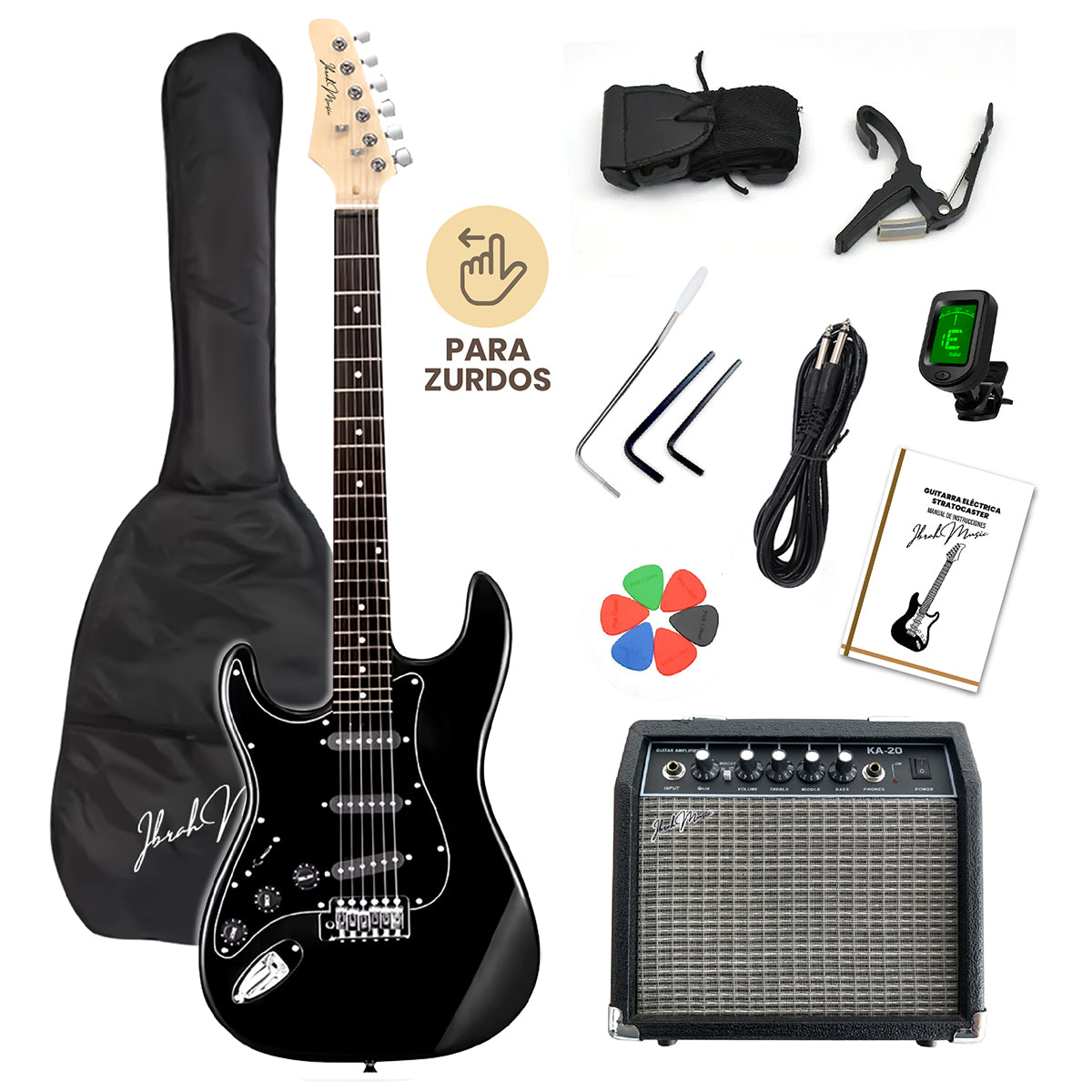 Guitarra Eléctrica Stratocaster Zurdo Negra Ibrah Music