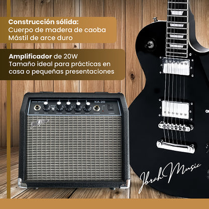 Guitarra Electrica LP Ibrah + Amplif + Accesorios all black