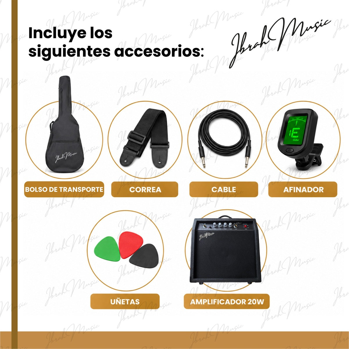 Bajo Eléctrico Ibrah RH 4 Cuerdas Sunburst + Amplificador PRA20W + Accesorios