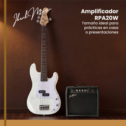 Bajo Eléctrico Ibrah P-Bass 5 Cuerdas Rojo + Amplificador PRA20W + Accesorios