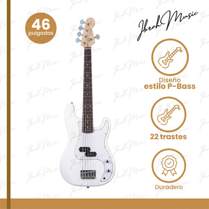 Bajo Eléctrico Ibrah P-Bass 5 Cuerdas Rojo + Amplificador PRA20W + Accesorios