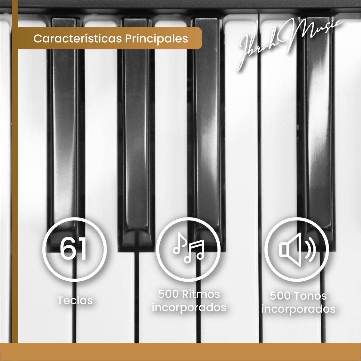 Teclado Musical 61 Teclas Ibrah Music Piano Con Midi Sustain