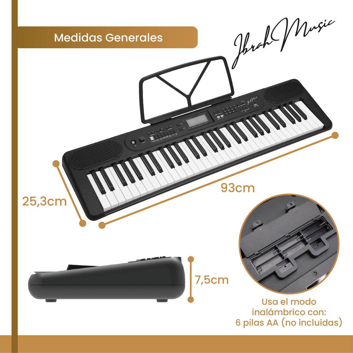Teclado Musical 61 Teclas Ibrah Music Piano Con Midi Sustain