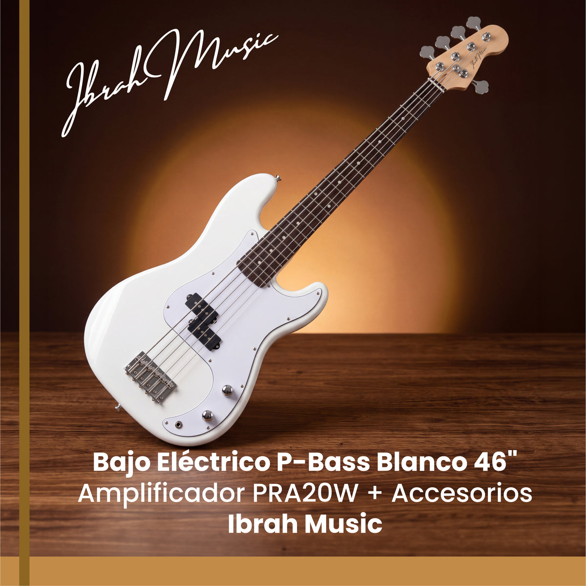 Bajo Eléctrico Ibrah P-Bass 5 Cuerdas Rojo + Amplificador PRA20W + Accesorios
