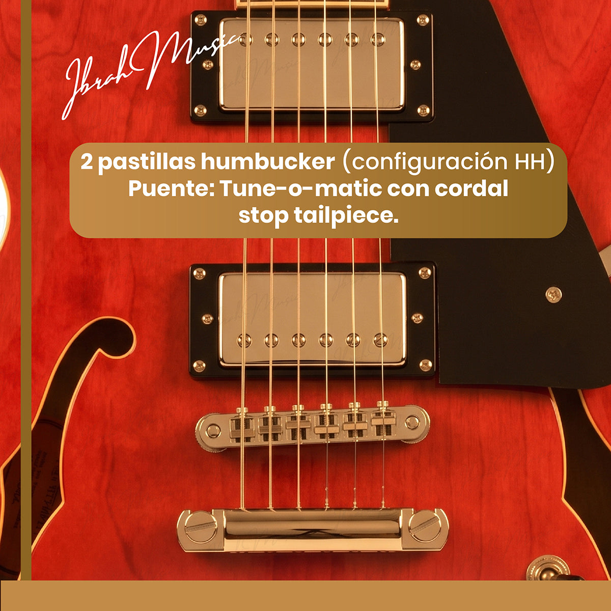 Guitarra Eléctrica Ibrah Semi-Hollow Roja + Amplificador KA20W + Accesorios