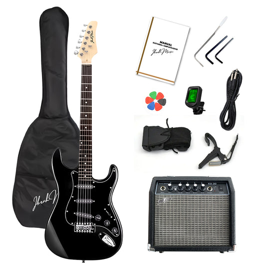 Guitarra Eléctrica Strato Ibrah + Amplif + Accesorios Negra
