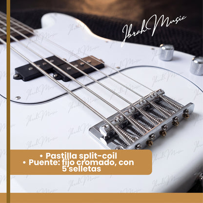 Bajo Eléctrico Ibrah P-Bass 5 Cuerdas Rojo + Amplificador PRA20W + Accesorios