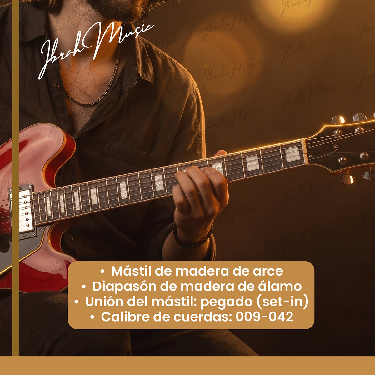 Guitarra Eléctrica Ibrah Semi-Hollow Roja + Amplificador KA20W + Accesorios