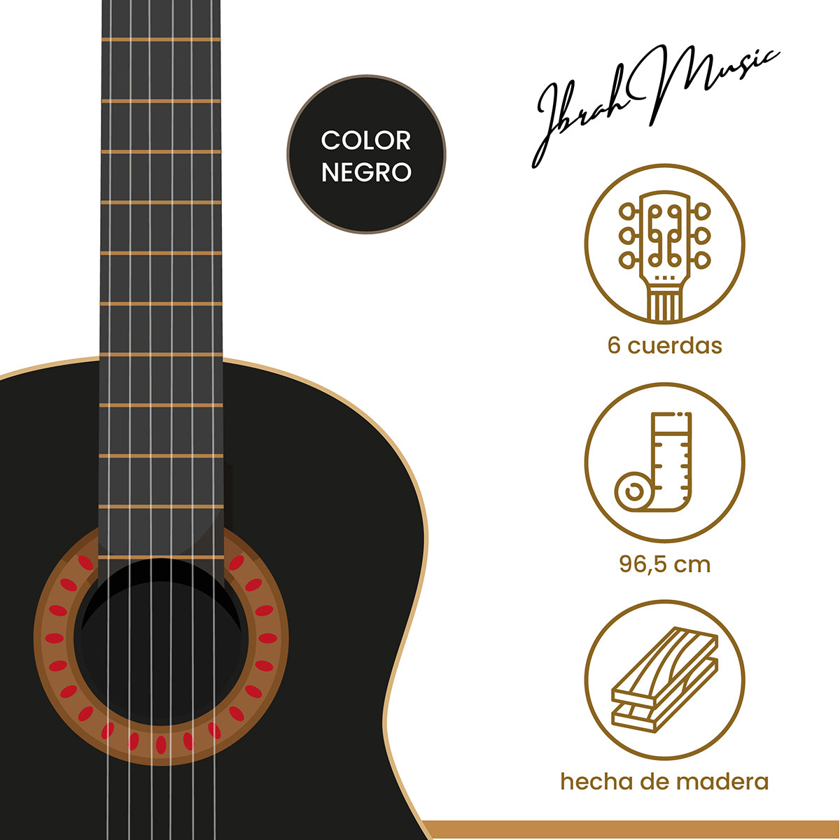 Guitarra Acústica Clásica Ibrah 39 Pulgadas Colores + Funda